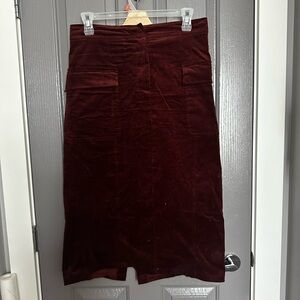 Burgundy Velvet corduroy Pencil Skirt